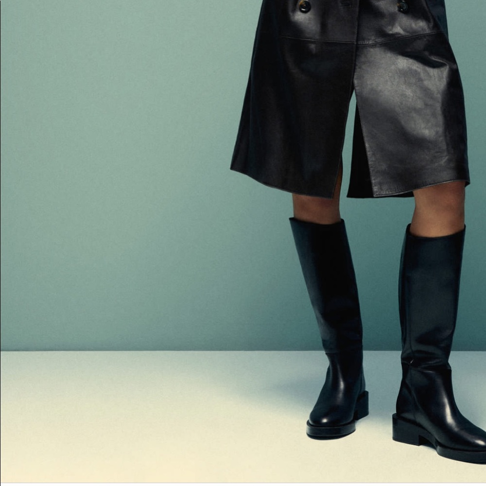 Mango tall leather boots, black, 40